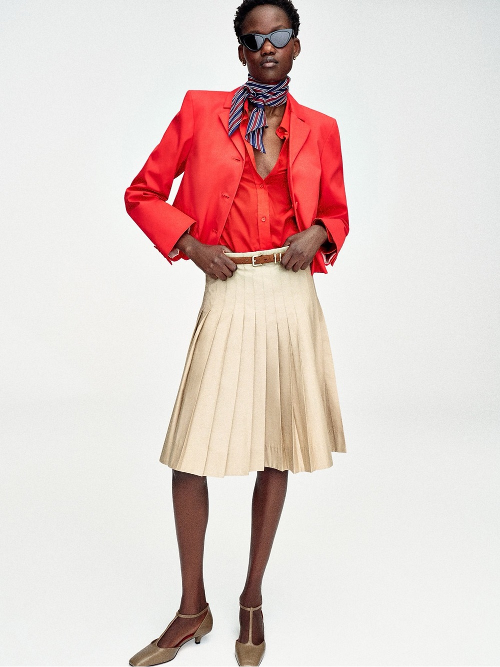 J. Crew Khaki Pleated A-Line Skirt